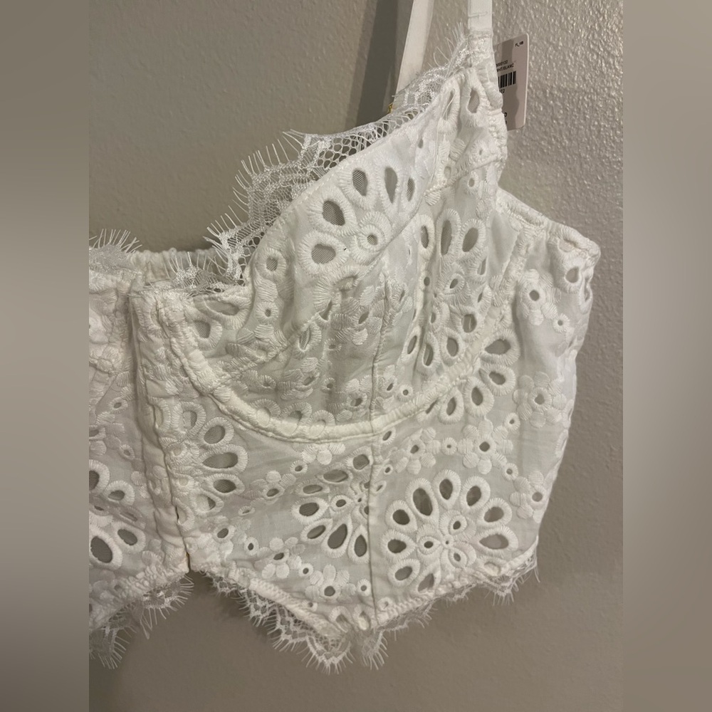 Anthropologie White Eyelet Crop Top - Picture 2 of 7